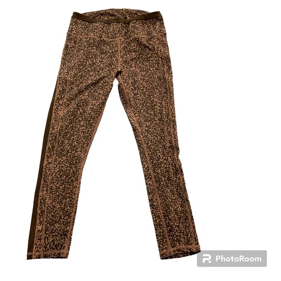 X by Gotex Pants - X by Gottex Leggings Black Brown Abstract Print High Rise Stretchy Size XL